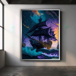pirate ship wall decor, battleship wall art, ships poster, pirate ship poster.jpg