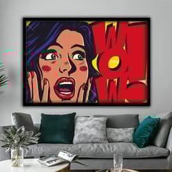 pop art wall art, comic pop art, woman wow, canvas print decor, woman wall art, lip wall decor, pop art print 2.jpg