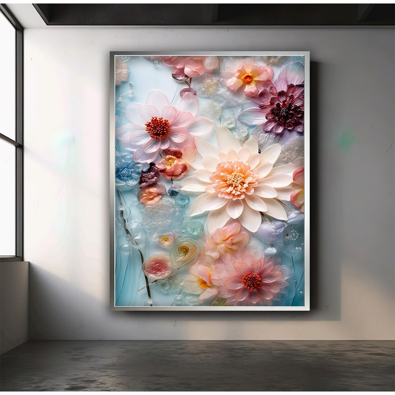 Purple flower canvas decor, pink flowers canvas, flowers wall art, colorful flowers poster.jpg