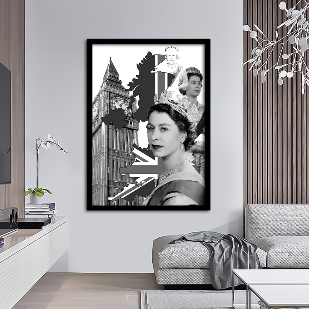 Queen Elizabeth Canvas Print , II. elizabeth wall decor, Queen Elizabeth Canvas Wall Art, England Queen Elizabeth II Poster, England Flag.jpg