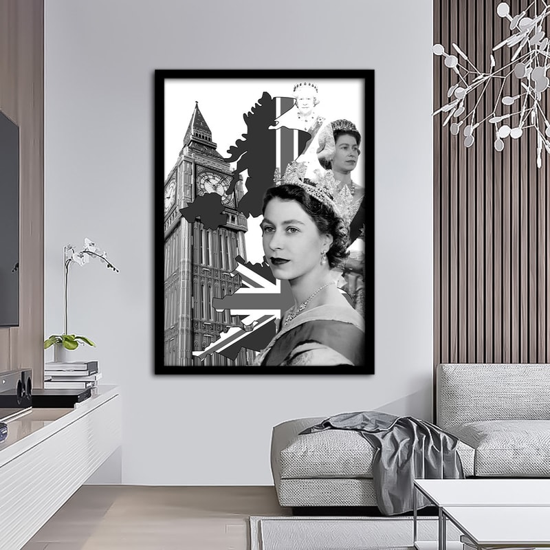Queen Elizabeth Canvas Print , II. elizabeth wall decor, Queen Elizabeth Canvas Wall Art, England Queen Elizabeth II Poster, England Flag.jpg