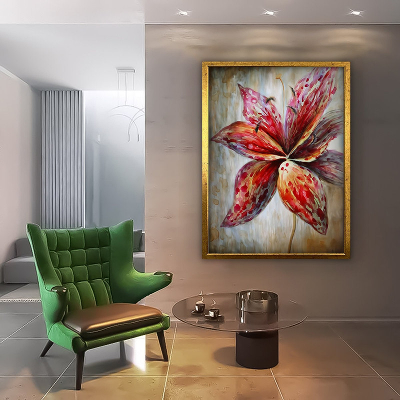 Red lily canvas, flower painting, red flower print, floral wall decor, floral home decor, flower framed painting.jpg