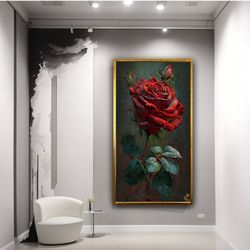 red rose canvas painting, red rose wall art, flower wall decor, red rose art.jpg