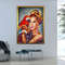 Red parrot and woman canvas, woman painting, women's home decor, oil painting parrot and woman decor.jpg