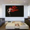 Red sexy woman painting, erotic woman with bare breasts canvas, nude woman decor, bedroom wall art, breast canvas print.jpg