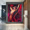 Red sexy woman wall art, naked woman poster, erotic girl art, woman canvas painting, bedroom wall art.jpg