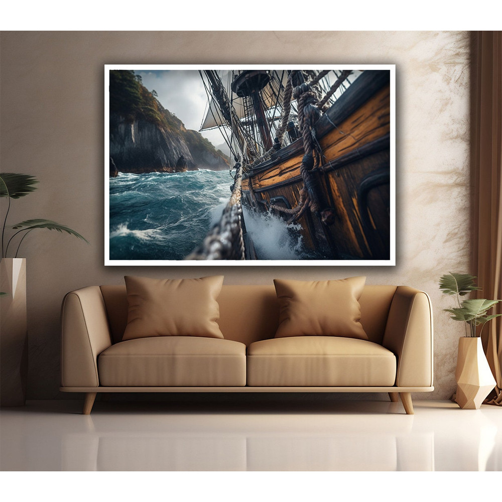 Sea and boat canvas art, ship decor,sea landscape art,ship wall decor,ship painting in seascape.jpg