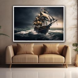 Sea and ship canvas at sunset, ship decor,sea landscape art,ship wall decor,ship painting in seascape.jpg