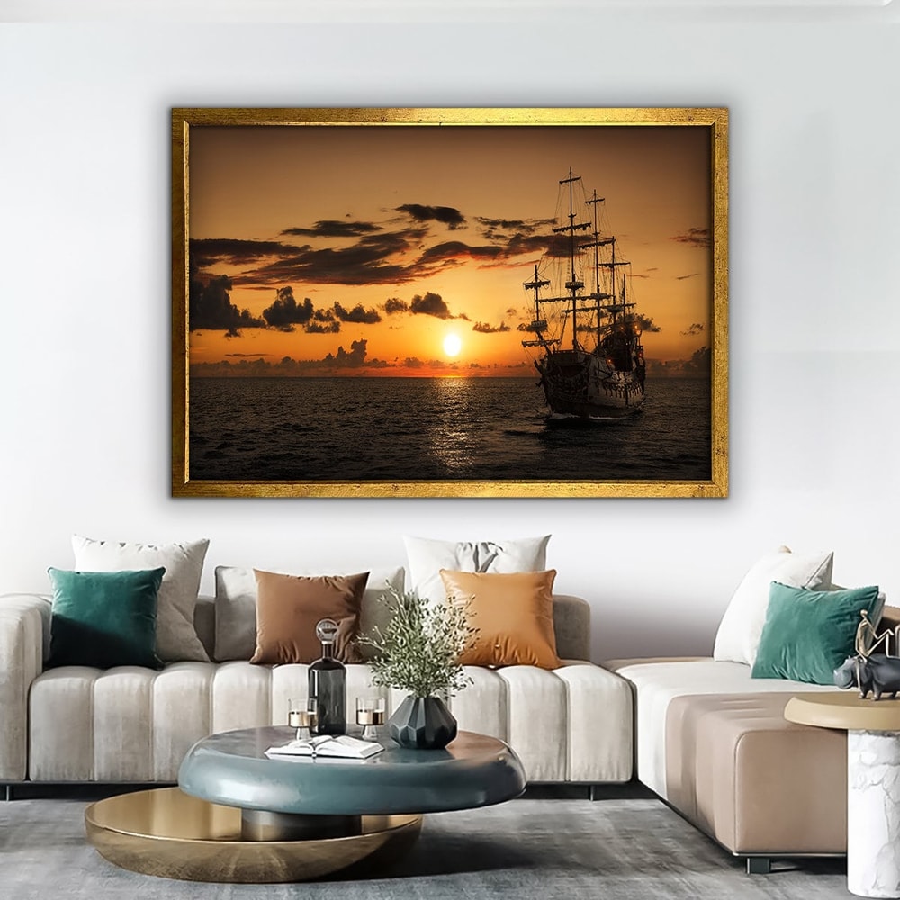 Ship canvas painting, pirate ship print, sailing painting, boating ship art, rowing boat canvas, ships canvas wall art, Ship framed print 3.jpg