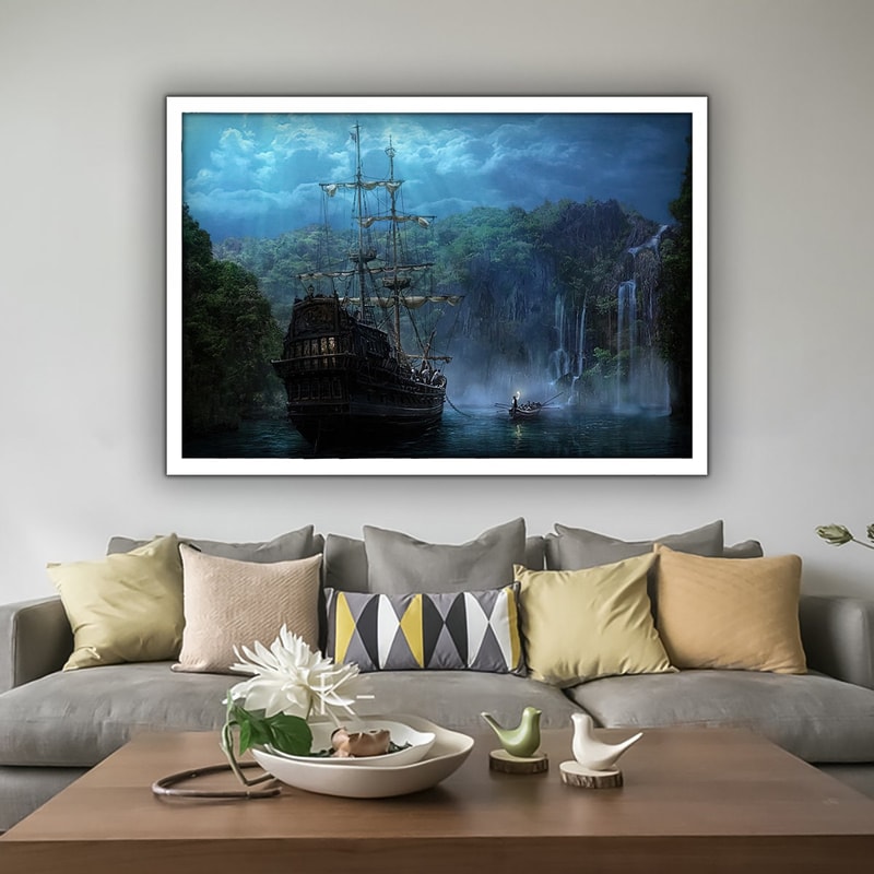 Ship canvas painting, pirate ship print, sailing painting, boating ship art, rowing boat canvas, ships canvas wall art, Ship framed print 8.jpg