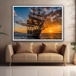 Ship landscape canvas art,ship decor,sea landscape art,ship wall decor,ship painting in seascape.jpg