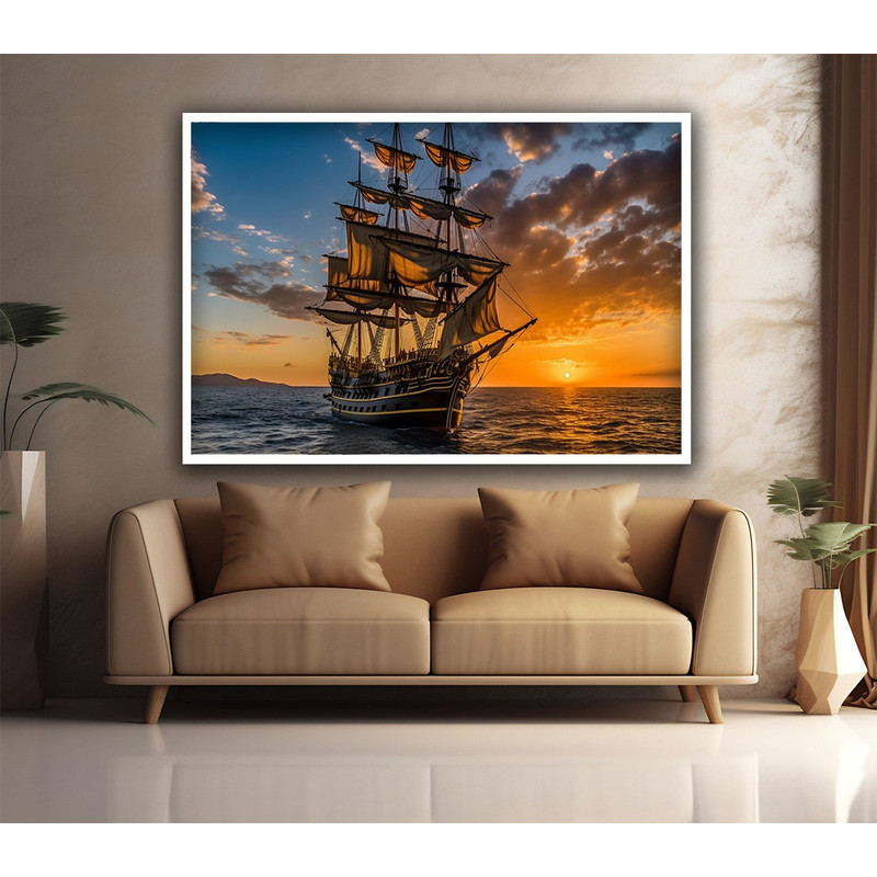 Ship landscape canvas art,ship decor,sea landscape art,ship wall decor,ship painting in seascape.jpg