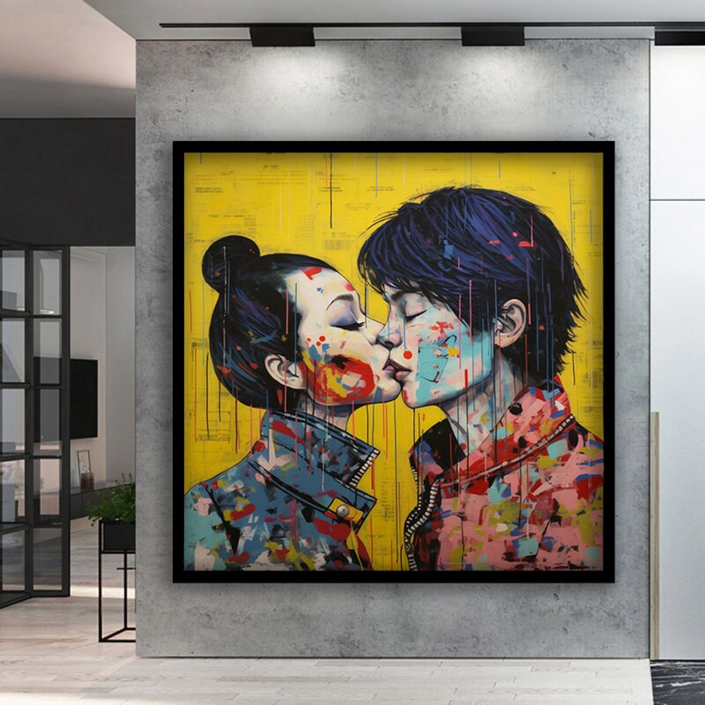 The kiss canvas painting, the kiss art, pop art art, kissing couple canvas print 1.jpg