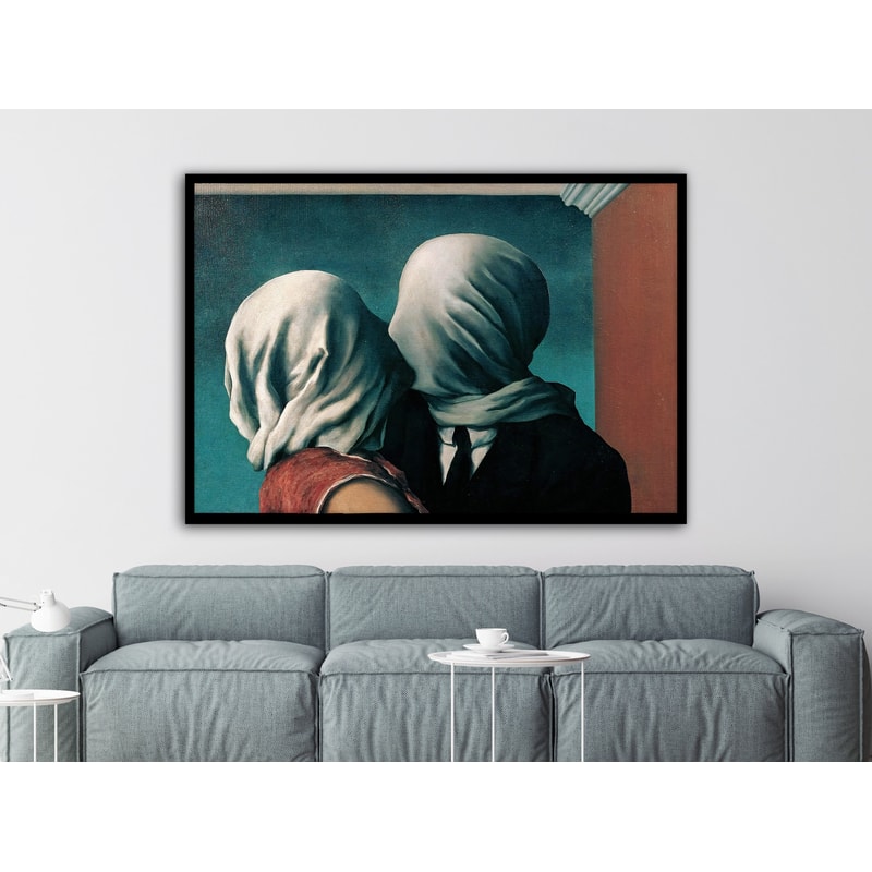 The Lovers Kissing Poster Canvas Wall Art By Rene Magritte,René Magritte Artworks,Reproduction Print Wall Art,Trendy Modern Wall Art 1.jpg