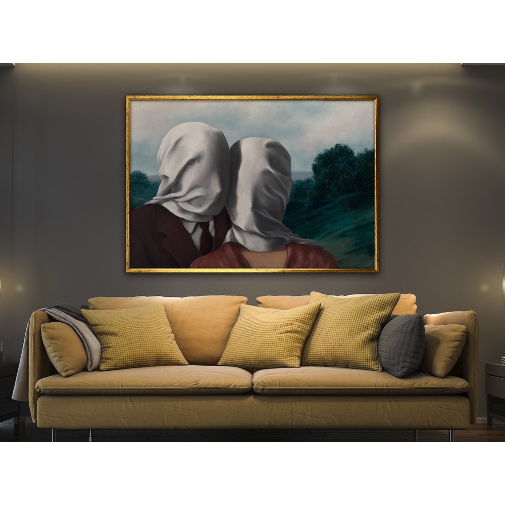 The Lovers Kissing Poster Canvas Wall Art By Rene Magritte,René Magritte Artworks,Reproduction Print Wall Art,Trendy Modern Wall Art.jpg