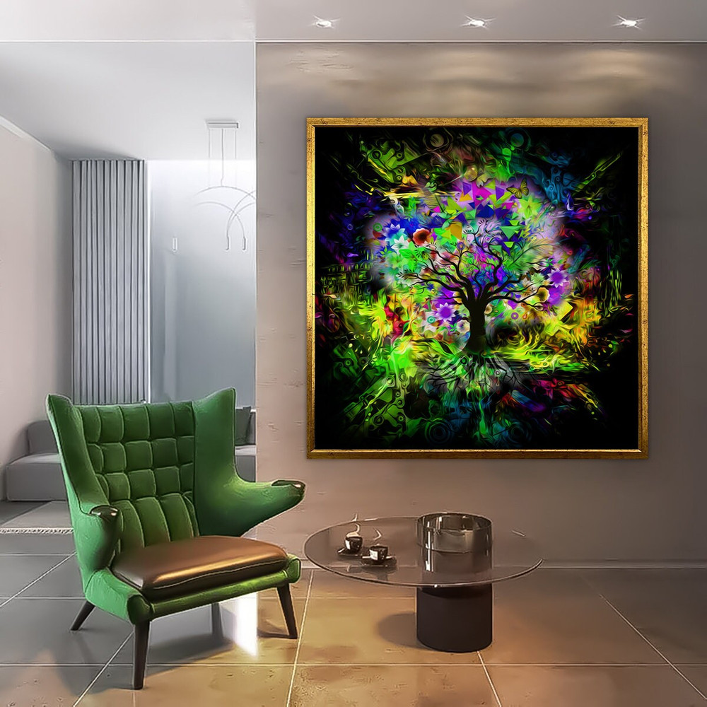 Tree of life canvas, abstract tree decor, tree canvas print, colorful abstract tree painting, tree wall art, tree frame painting 2.jpg