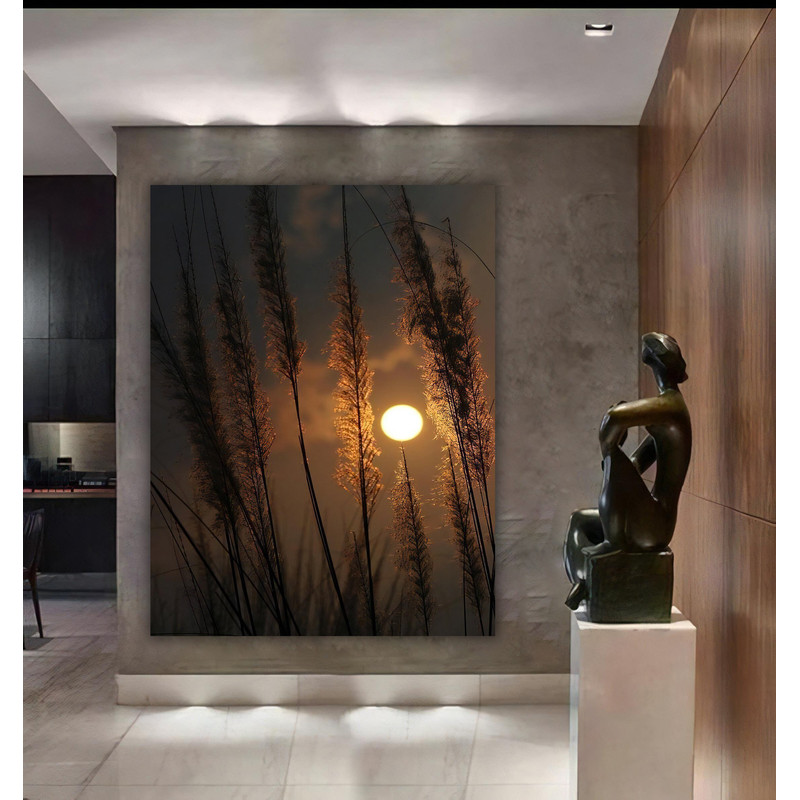 Wheat field and sunset canvas, evening sun art, wheat canvas painting, landscape home decor, landscape wall art 1.jpg