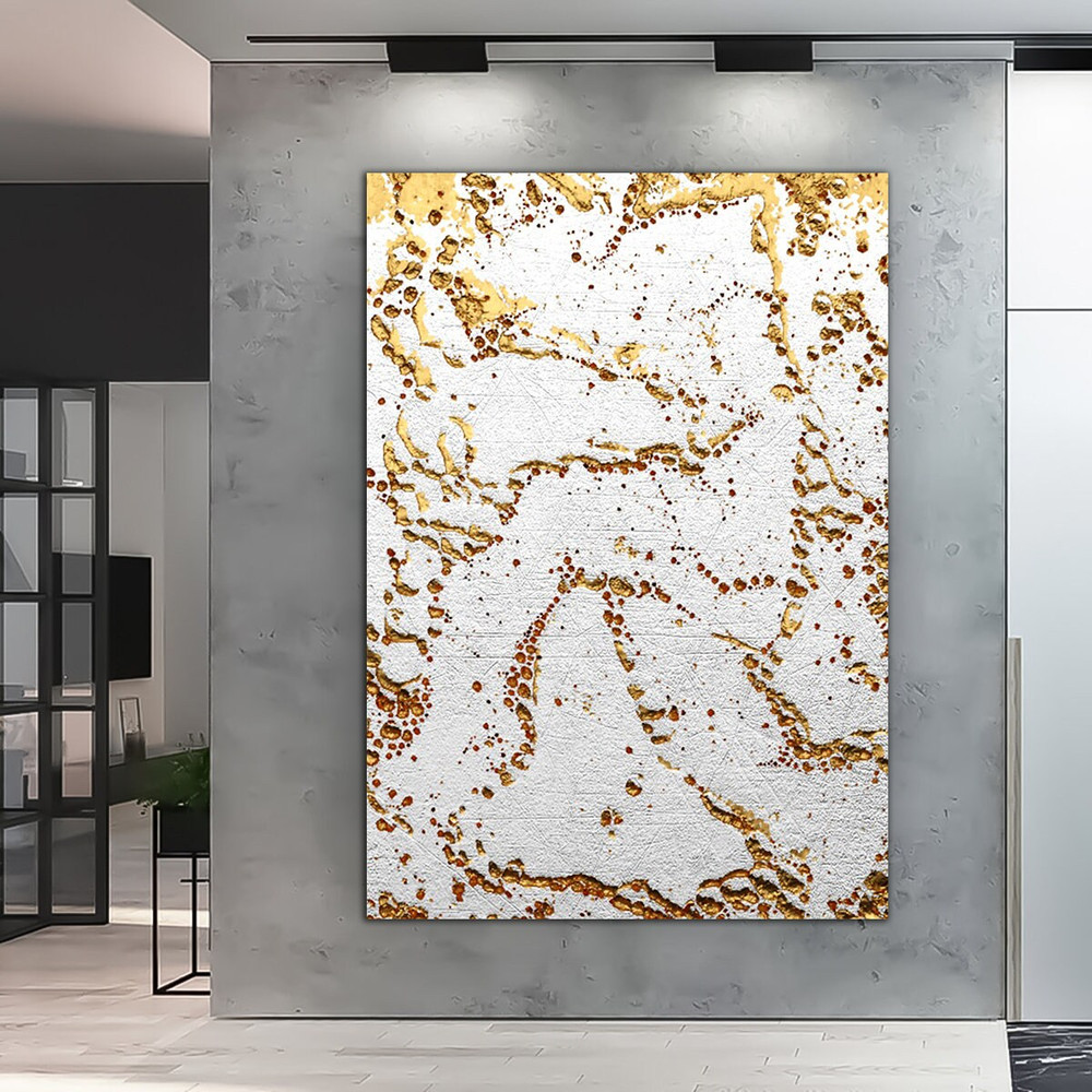 white and gold color abstract canvas painting, modern abstract framed painting, abstract canvas print, lines abstract home decor 1.jpg