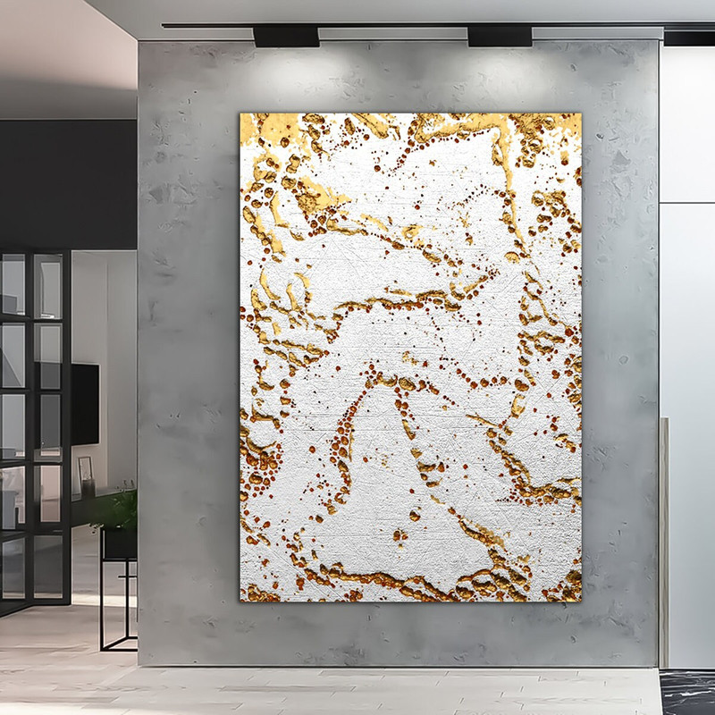 white and gold color abstract canvas painting, modern abstract framed painting, abstract canvas print, lines abstract home decor 1.jpg