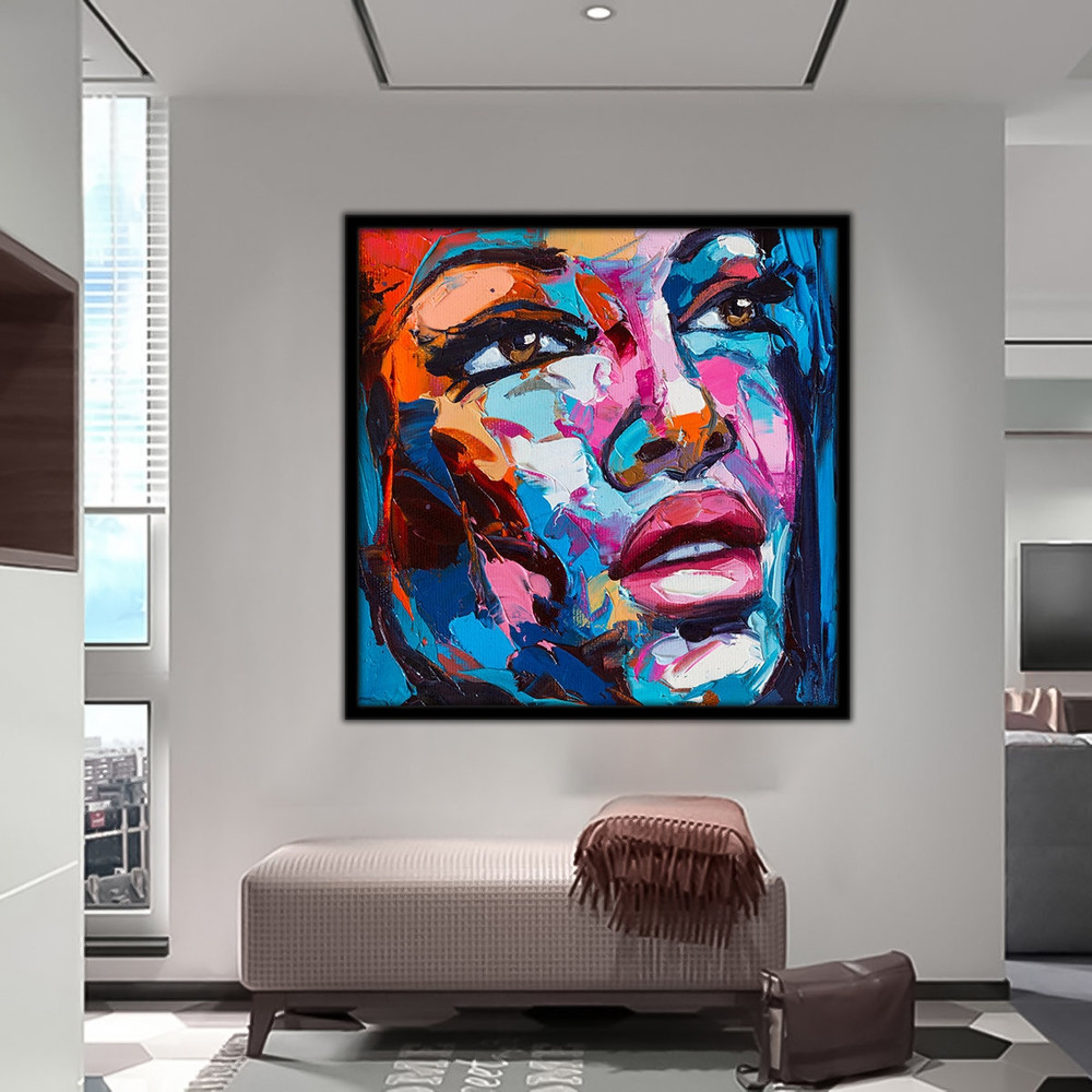 Woman Portrait Art, Watercolor Canvas, Modern Art Print, Colorful Woman Art, Woman Portrait, Woman Art, Abstract Wall Decor, Wall Art FRAMED 1.jpg