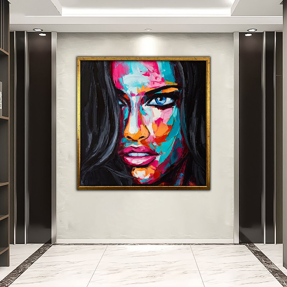 Woman Portrait Art, Watercolor Canvas, Modern Art Print, Colorful Woman Art, Woman Portrait, Woman Art, Abstract Wall Decor, Wall Art FRAMED 2.jpg