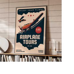 retro airplane tours poster | home decor |