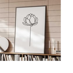 continuous line art lotus flower poster | home
