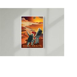 mars awaits space poster, nasa space poster print,
