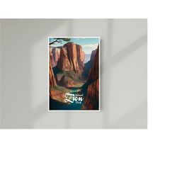 zion national park usa travel poster, zion national