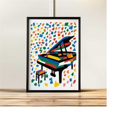 grand piano art print - colorful abstract instrument