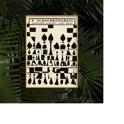 retro chess poster - vintage german poster -