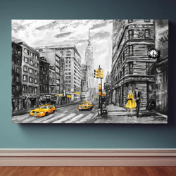 New York on Canvas, Cityscape oil Painting, New York Cityscape Painting, Wall Art, Minimalist Canvas Artwork, Animal pai