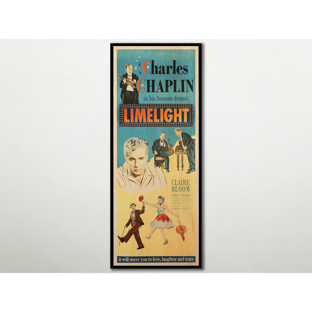 LIMELIGHT POSTER wall decor, Extra large wall art film poster, Movie lover large wood art unique gift, Charlie Chaplin film poster fanart.jpg