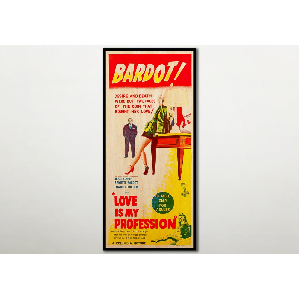 Love is my profession Poster wall decor, Extra large wall art film poster, Movie lover large wood art Bardot unique gift, Large canvas art.jpg