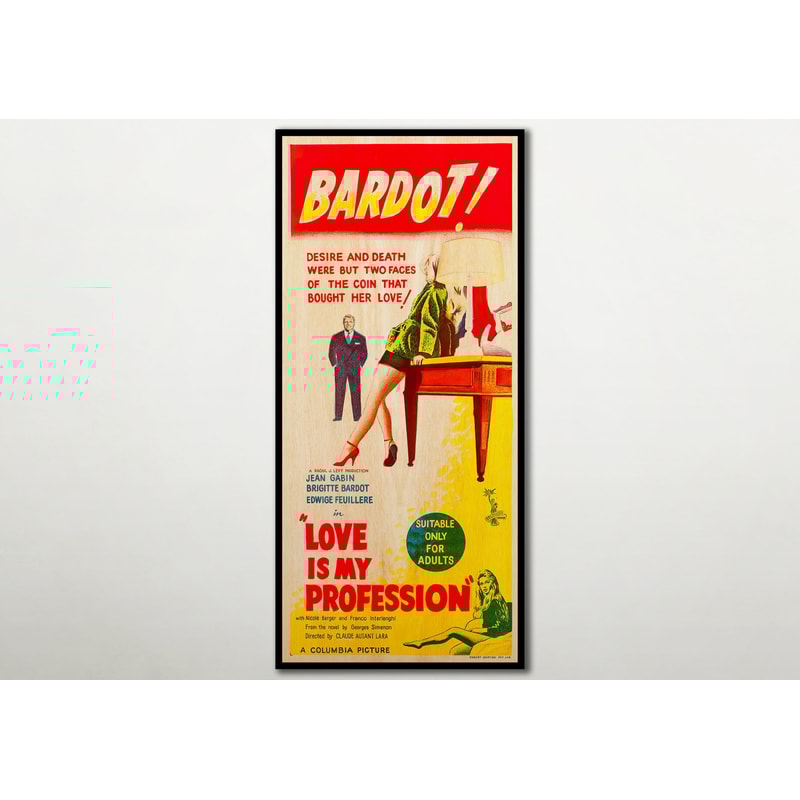 Love is my profession Poster wall decor, Extra large wall art film poster, Movie lover large wood art Bardot unique gift, Large canvas art.jpg