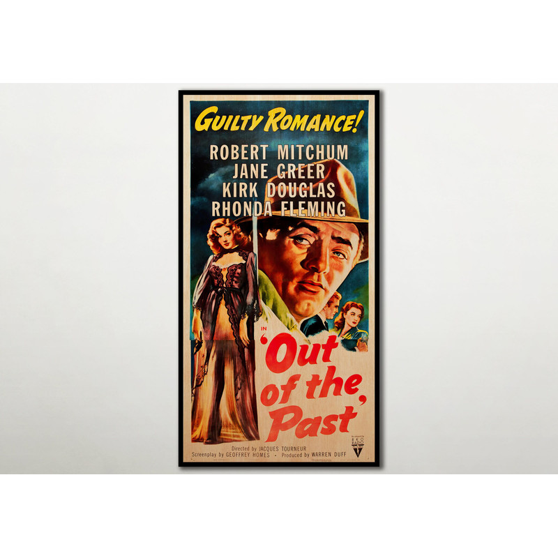 Out of the Past Extra large WOOD PRINT Poster, Fanart Crime movie posters on WOOD for the Robert Mitchum and Kirk Douglas movie lover.jpg