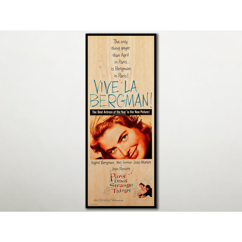 Paris Does Strange Things WOODEN POSTER, Extra large cool unique gift for Ingrid Bergman lovers, Top notch souvenir for Bergman followers..jpg