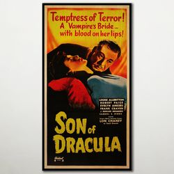 son of dracula extra large wood print poster, wall art horror movie posters on wood for lon chaney jr. and louise allbri