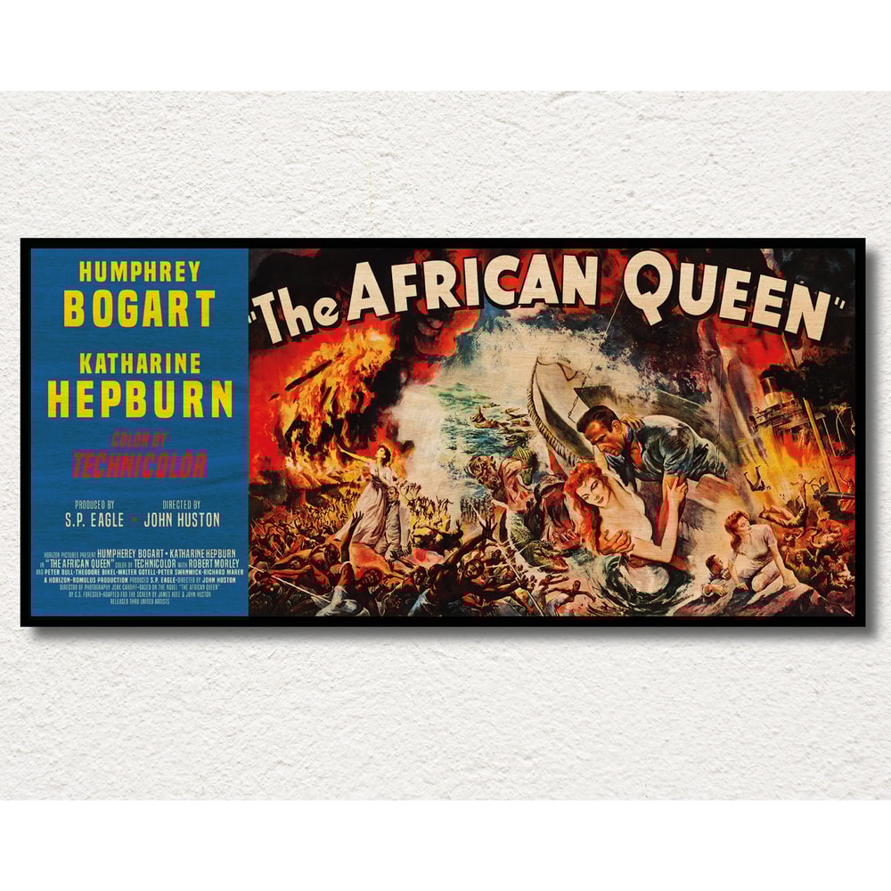 The African Queen WOODEN wall art poster, Roadshow horizontal cinema special edition, Unique gift for movie lovers, Humphrey Bogart Gift.jpg