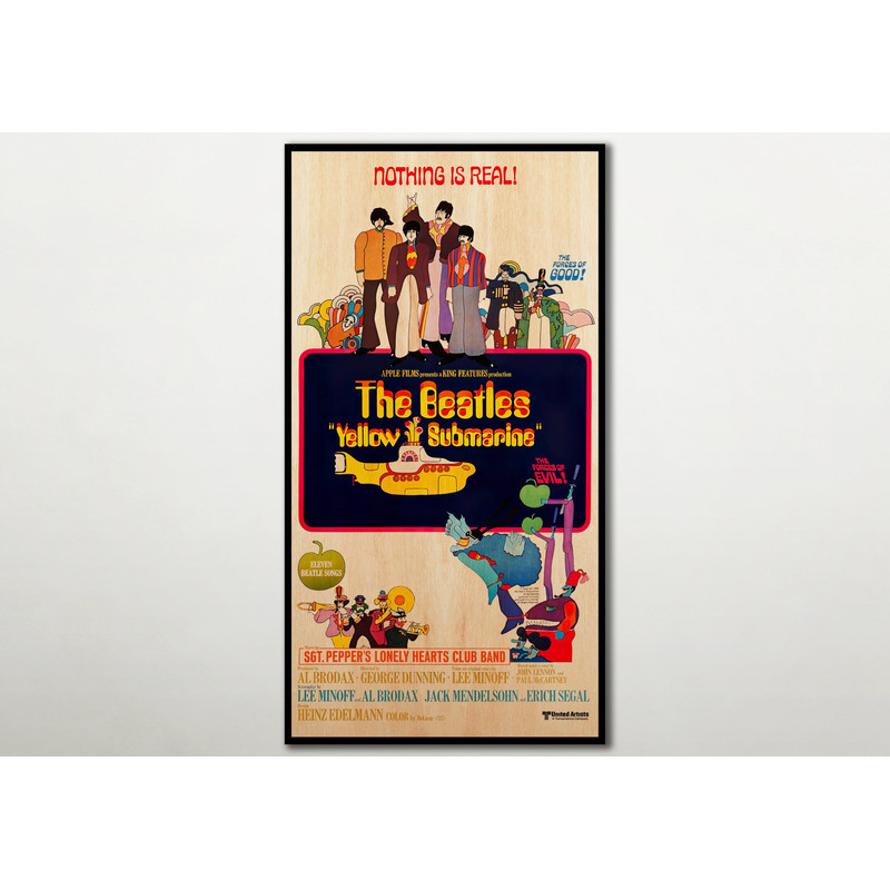 The Beatles Yellow Submarine HIGH QUALITY wood film poster, Large wood wall art print for the Beatles fans, Gift for The Beatles band lover.jpg