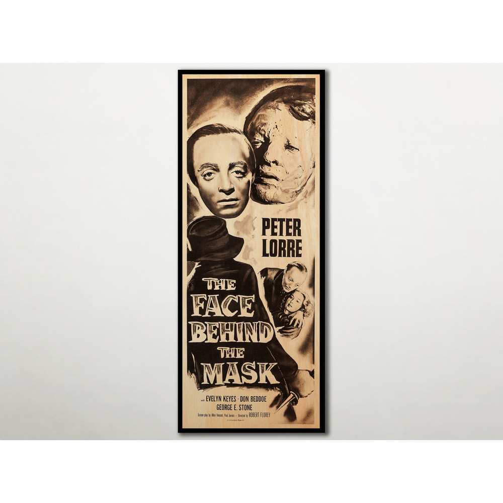 The Face Behind The Mask WOODEN POSTER, Extra large cool unique gift for Peter Lorre fans, Special large gift for horror cult movie addicts..jpg