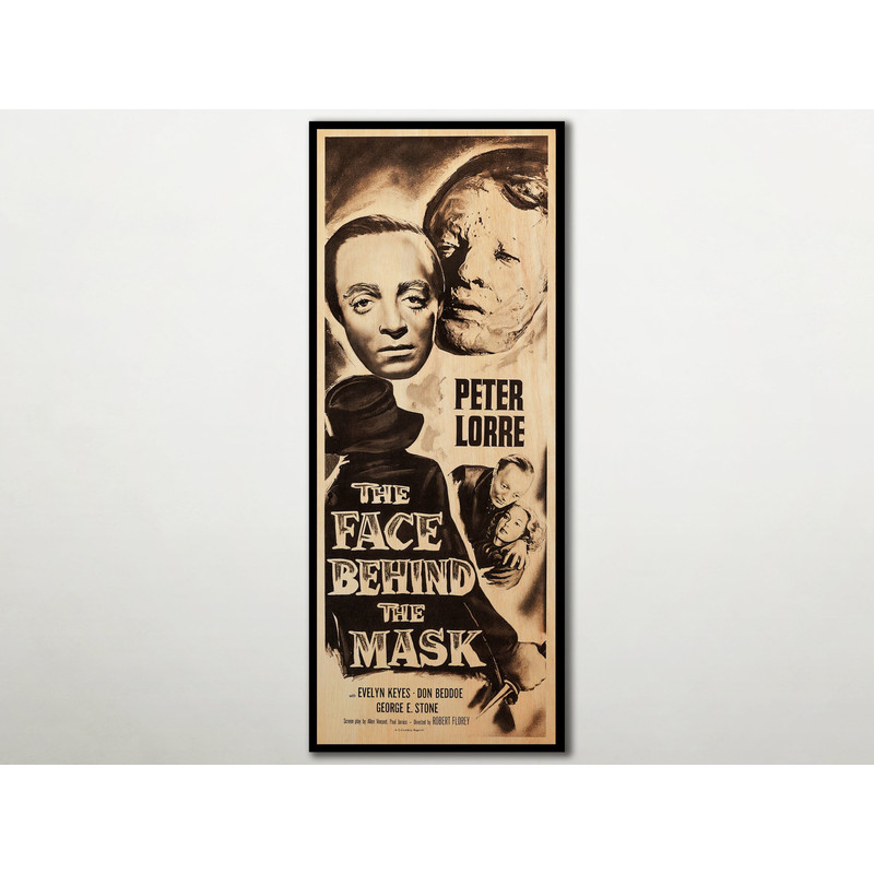 The Face Behind The Mask WOODEN POSTER, Extra large cool unique gift for Peter Lorre fans, Special large gift for horror cult movie addicts..jpg