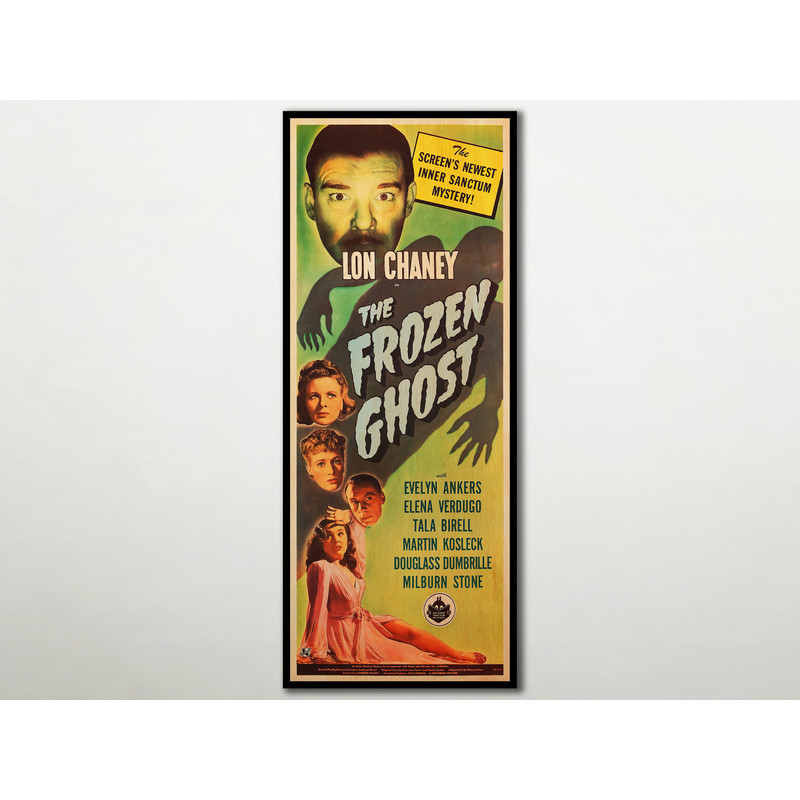 The Frozen Ghost WOODEN POSTER, Handmade extra large cool unique gift for film noir movie lovers, Great gift for real mystery film addicts.jpg