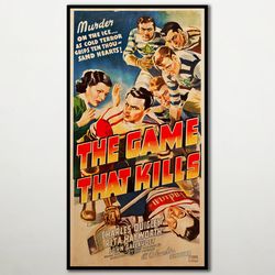 the game that kills wood print poster, fanart hockey movie posters on wood for the rita hayworth movie lover,extra large