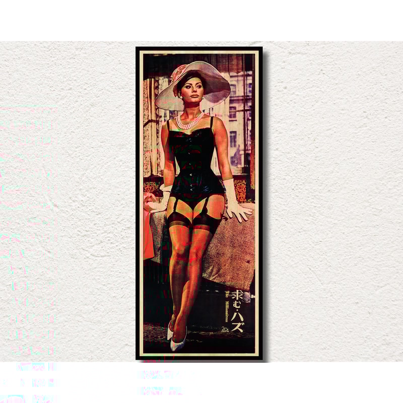 The Millionairess WOODEN POSTER. Japanese edition poster gift for Sophia Loren fans, Japanese unique wooden gift of the Peter Sellers movie..jpg