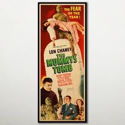 the mummys tomb wooden poster, unique horror large wood wall art gift for friends and addicts, top notch poster for terr