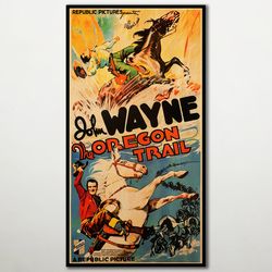 the oregon trail extra large wood print poster, wall art western movie posters on wood for the john wayne and ann ruther