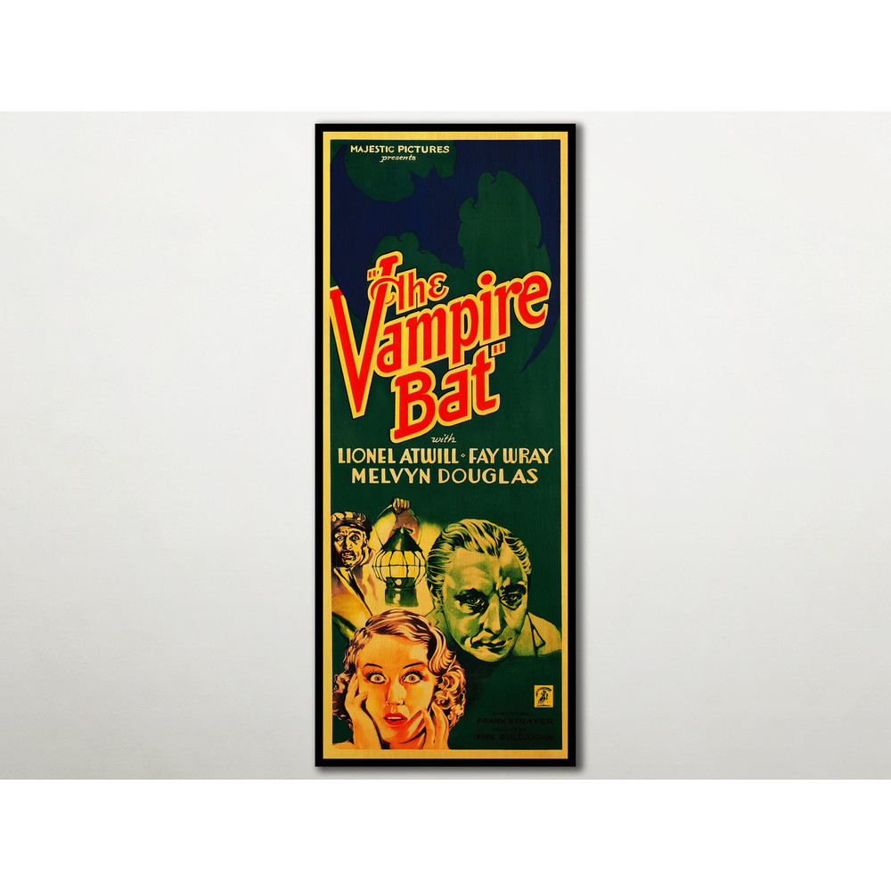 The Vampire Bat POSTER printed on WOOD, Fanart cinema poster on WOOD for this cult Pre-Code horror film lovers, Extra large wall art poster..jpg