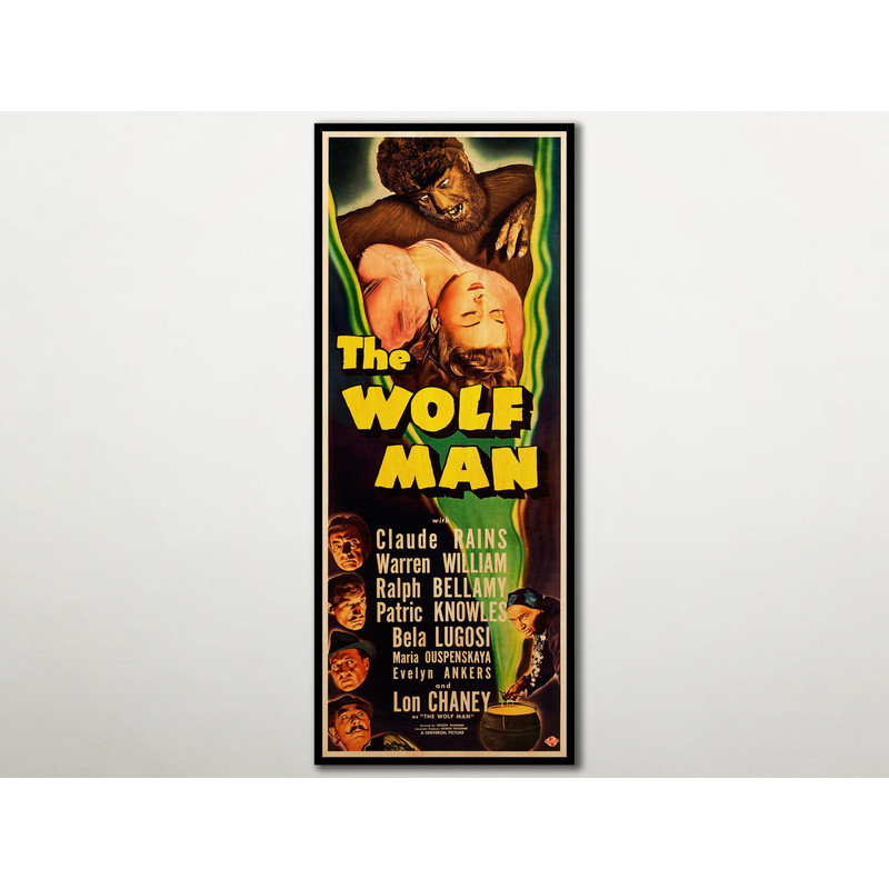 The Wolf Man WOODEN POSTER, Extra large cool unique gift for Bela Lugosi fans, Special large gift for horror cult Wolf man movie addicts..jpg
