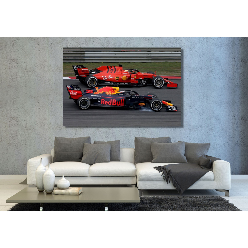 Max Verstappen vs Sebastian Vettel Wall Art , Max Verstappen Poster,Sebastian Vettel Canvas Print , Red Bull Racing Wall Art,Ferrari Canvas.jpg